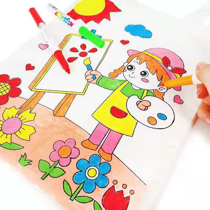 幼儿园儿童手工绘画制作diy空白环保涂鸦小学生帆布袋手提包
