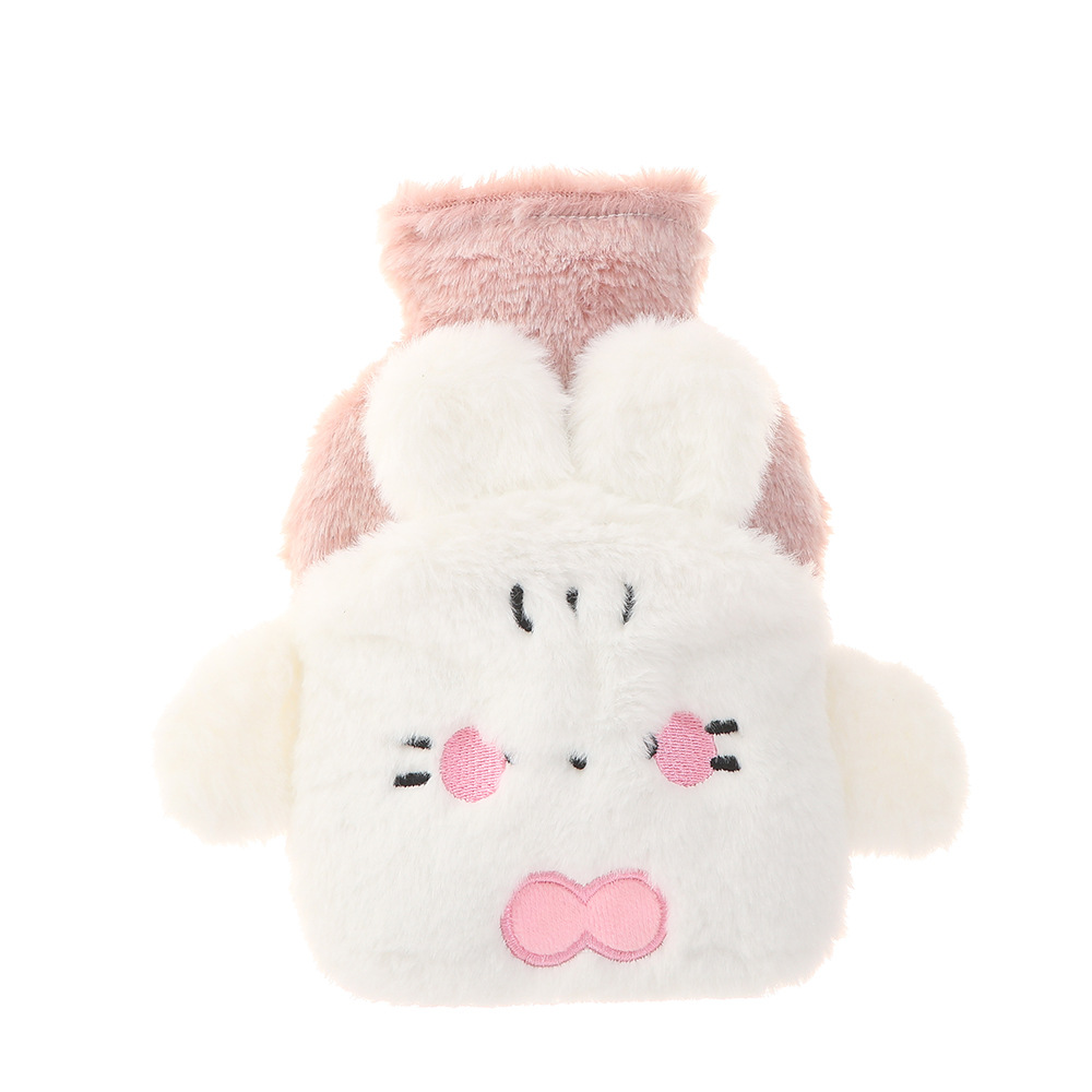 Plush Cloth Cover New Water-Injection Bag Cartoon Extra Thick Flush Hand Warmer PVC Cute Hot-Water Bag Cross-Border Wholesale