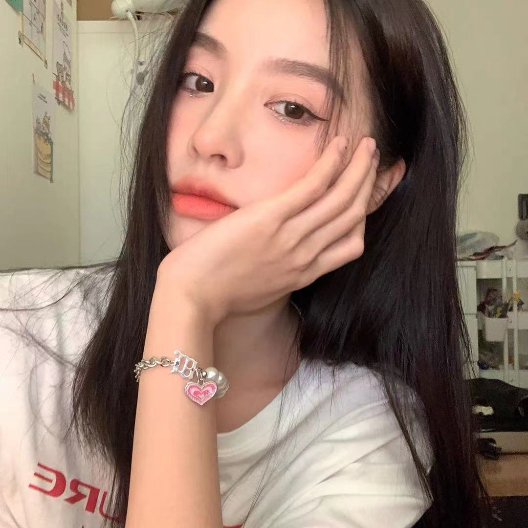 ins网红同款欧美风个性千禧女孩粉色爱心珍珠项链手链饰