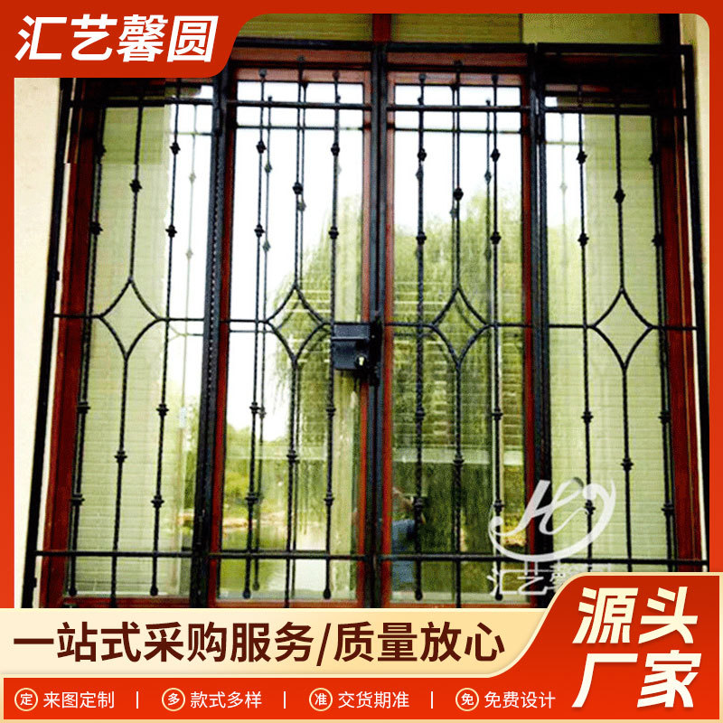 供应家装铁艺门窗地中海风格欧式金属门窗庭院卧室铁窗铁艺护
