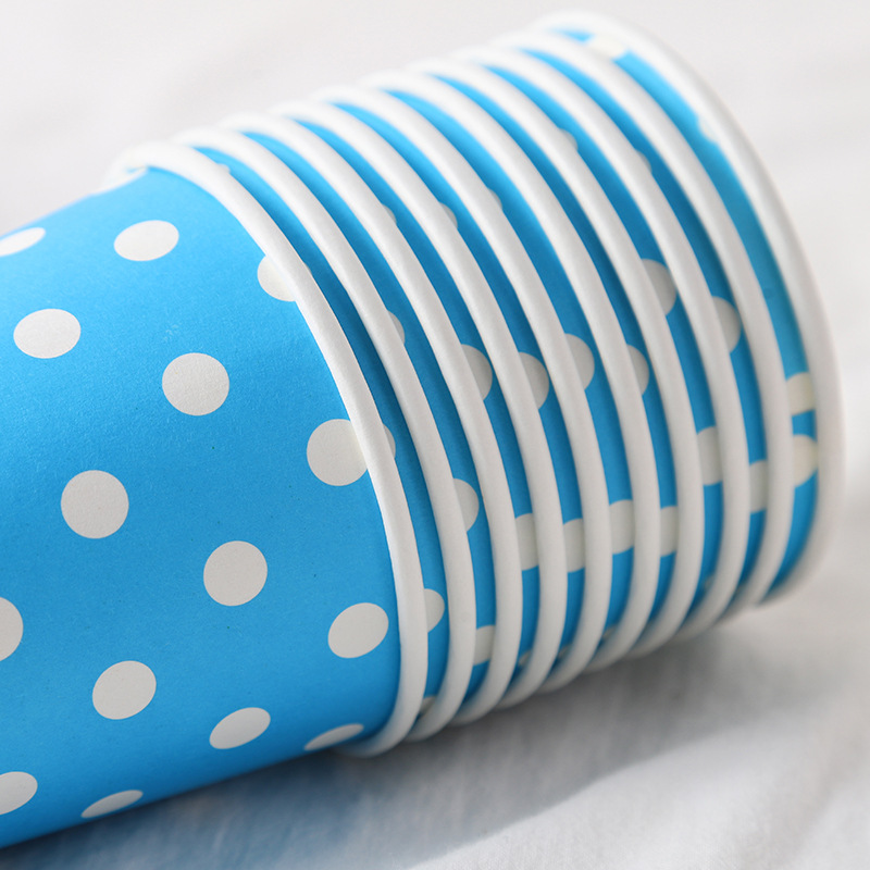 Disposable 250ml Birthday Party Colorful Dot Paper Cup 9 Oz Dot Paper Cup Party Supplies In Stock Wholesale