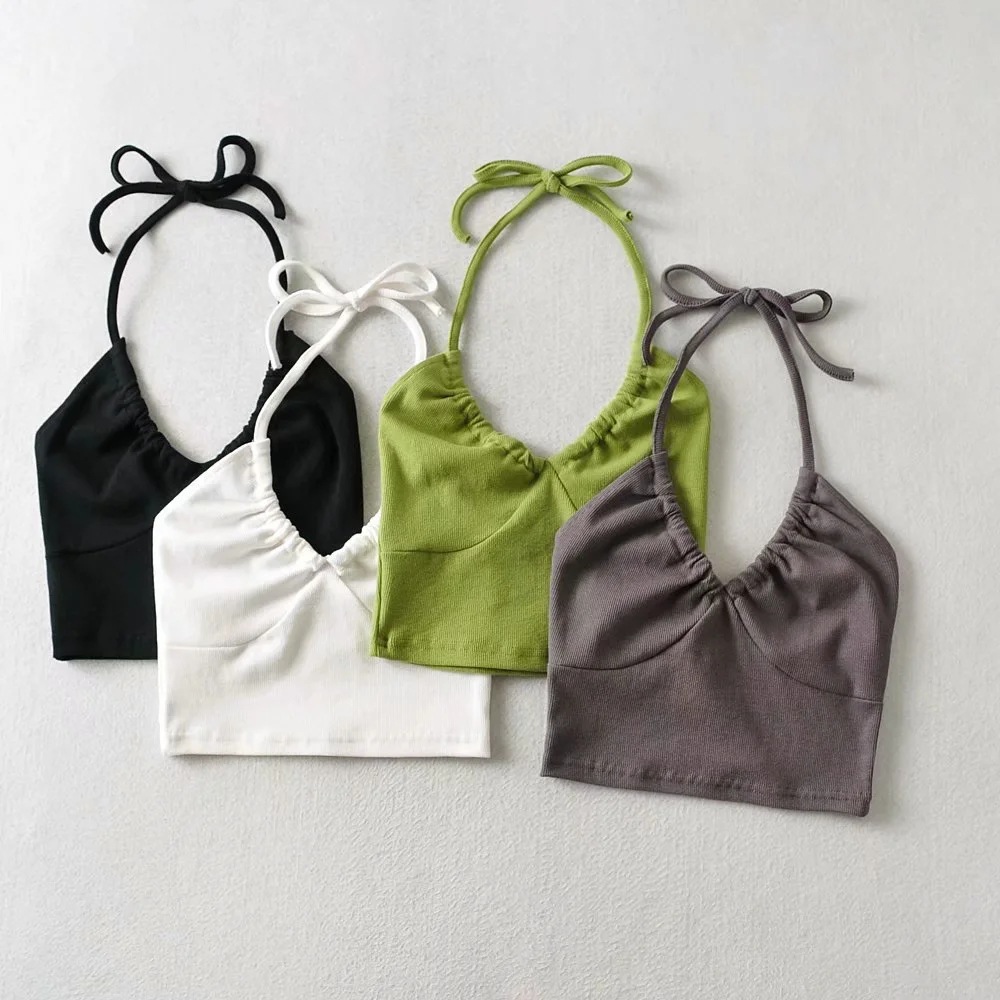 ins欧美女装性感后系带挂脖露背短款裹胸小背心辣妹吊带上衣-阿里巴巴