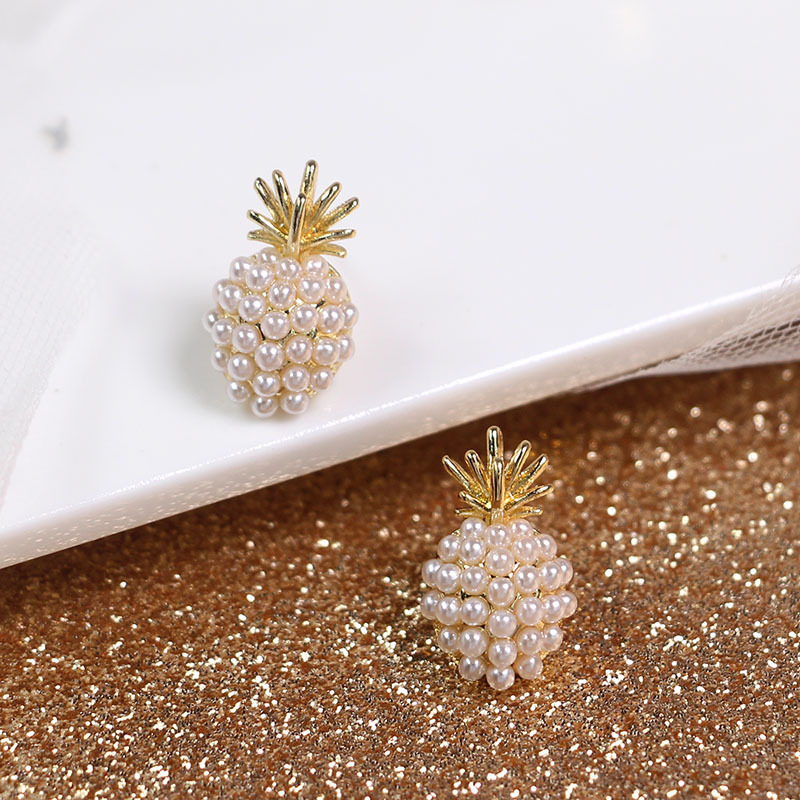 Sterling Silver Needle Series All-Match Letters Fruit Pineapple Design Simple High-End New Studs Earrings Wholesale