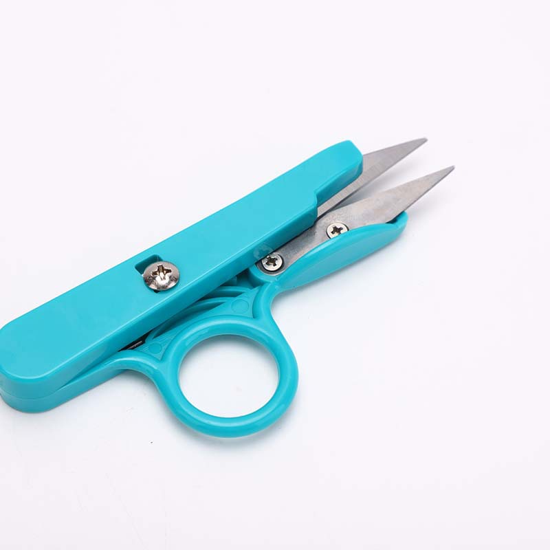 Wholesale Color Plastic Handle Finger Protector Scissors High Quality High Carbon Tool Steel Spring Thread Clippers Durable Sewing Scissors