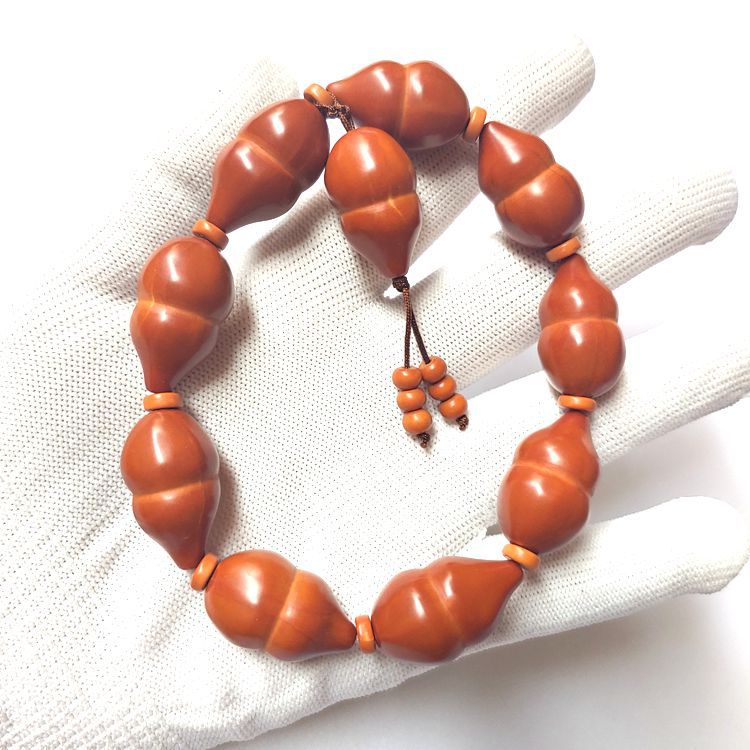 橄榄核雕刻小葫芦手串手链diy单圈光珠手持素核手捻单籽男女款