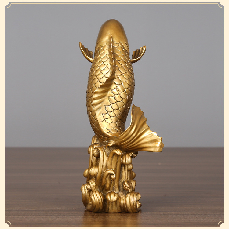 紫铜鲤鱼摆件年年有余中国年鱼富贵有余招财金龙办公室玄关装饰品