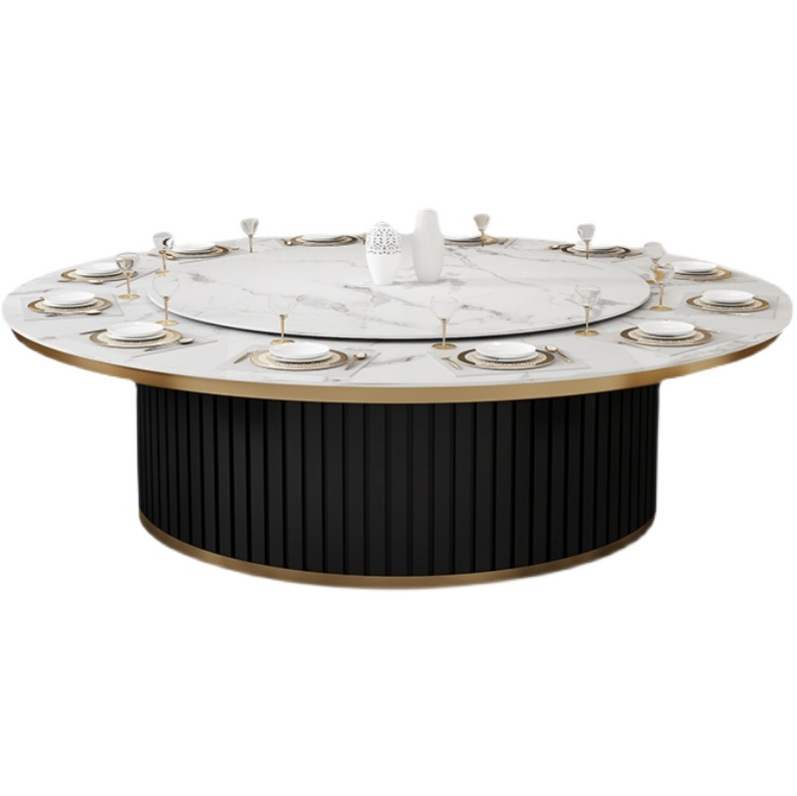 Hotel Electric Dining Table Large round Table Automatic Turntable Hotel 16 People 20 People Club Box Stone Plate Hot Pot Table and Chair