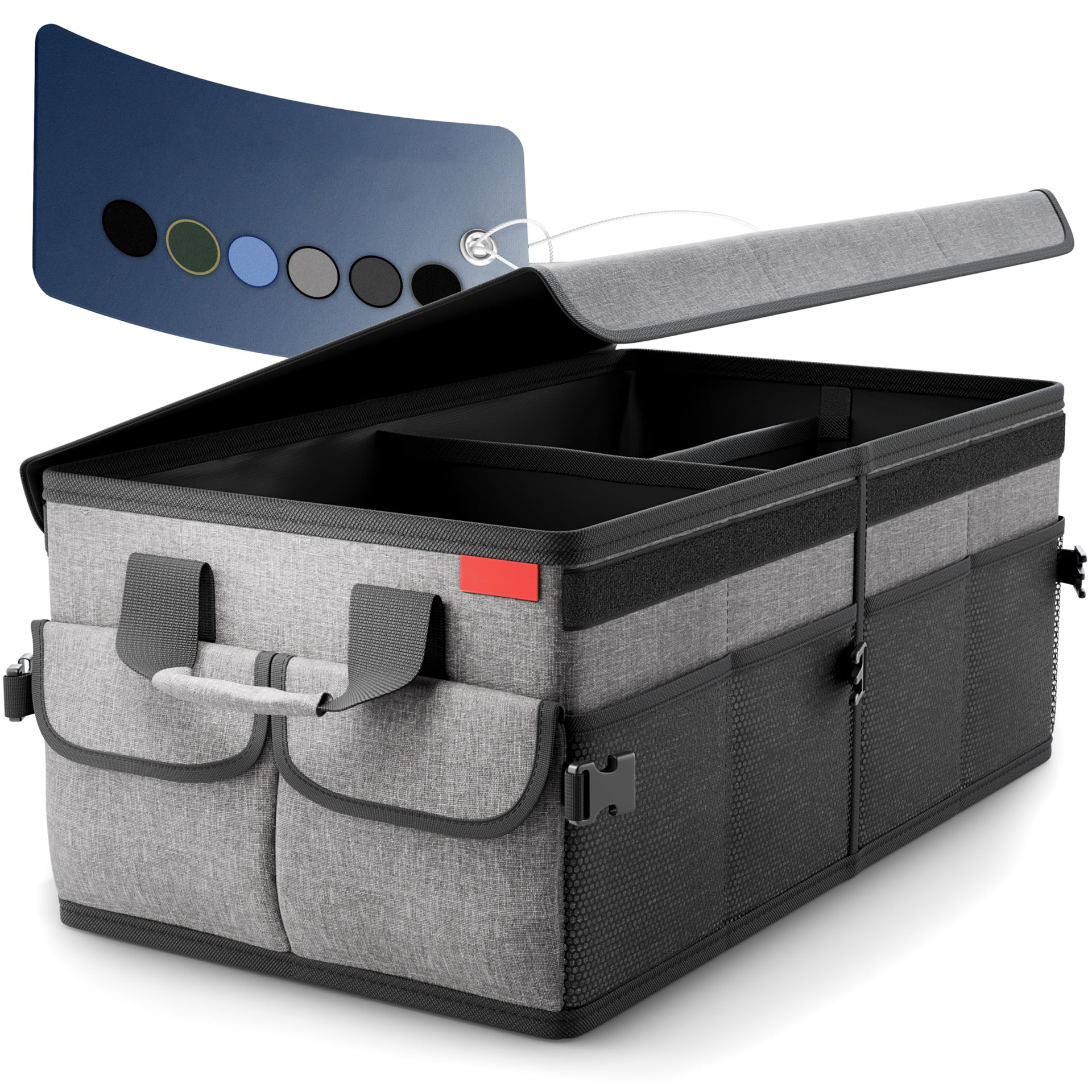 汽车后备箱带盖子储物箱牛津布折叠车上用品车载收纳箱置物架