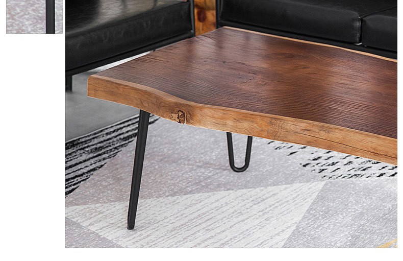 中式家用方形茶几小户型公寓复古实木矮桌客厅会客洽谈自然边桌