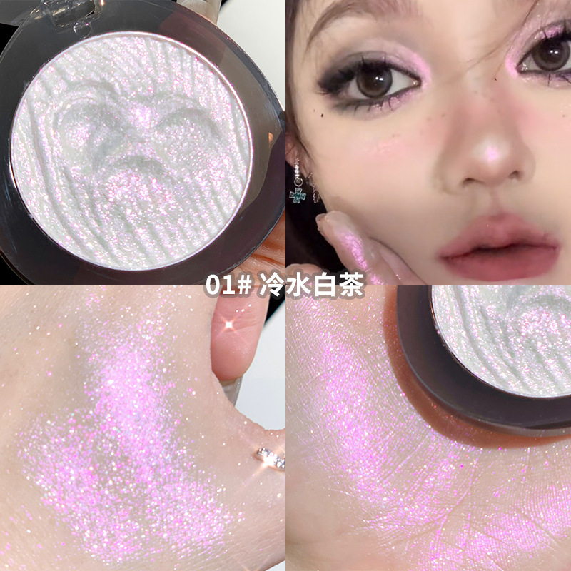 Xixi Moon Pool Dark Black Highlight Powder Plate Mashed Potatoes Texture Pearlescent Diamond in the Debris Thin and Glittering Brightening Crouching Silkworm Monochrome Eyeshadow