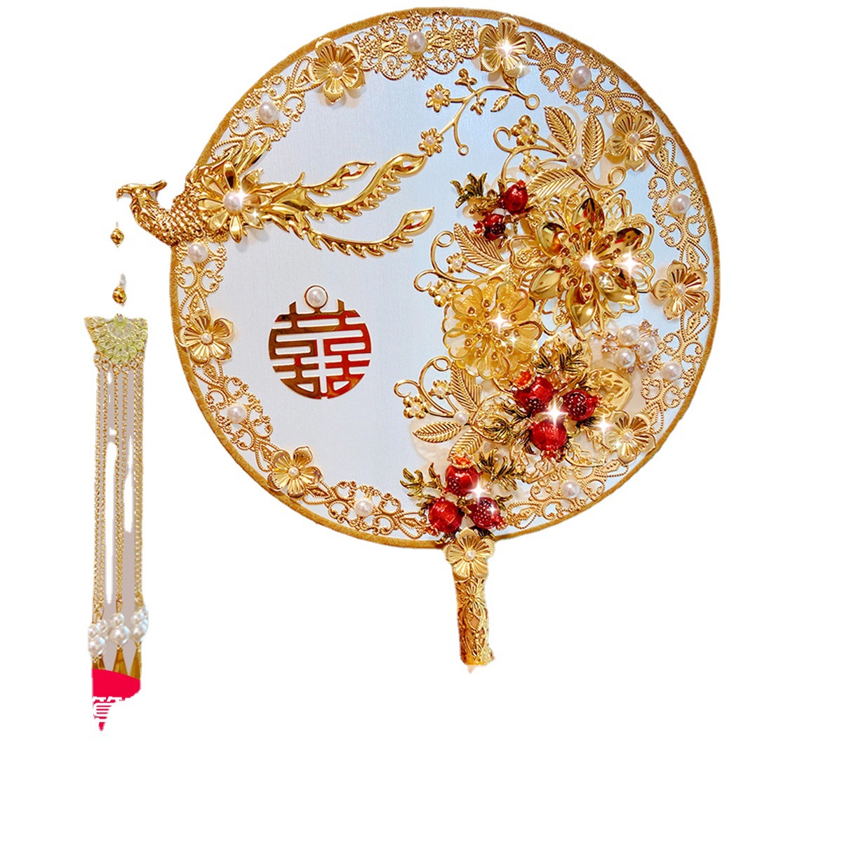 新娘中式婚礼团扇古风结婚喜扇秀禾服扇子手捧花扇diy材料包