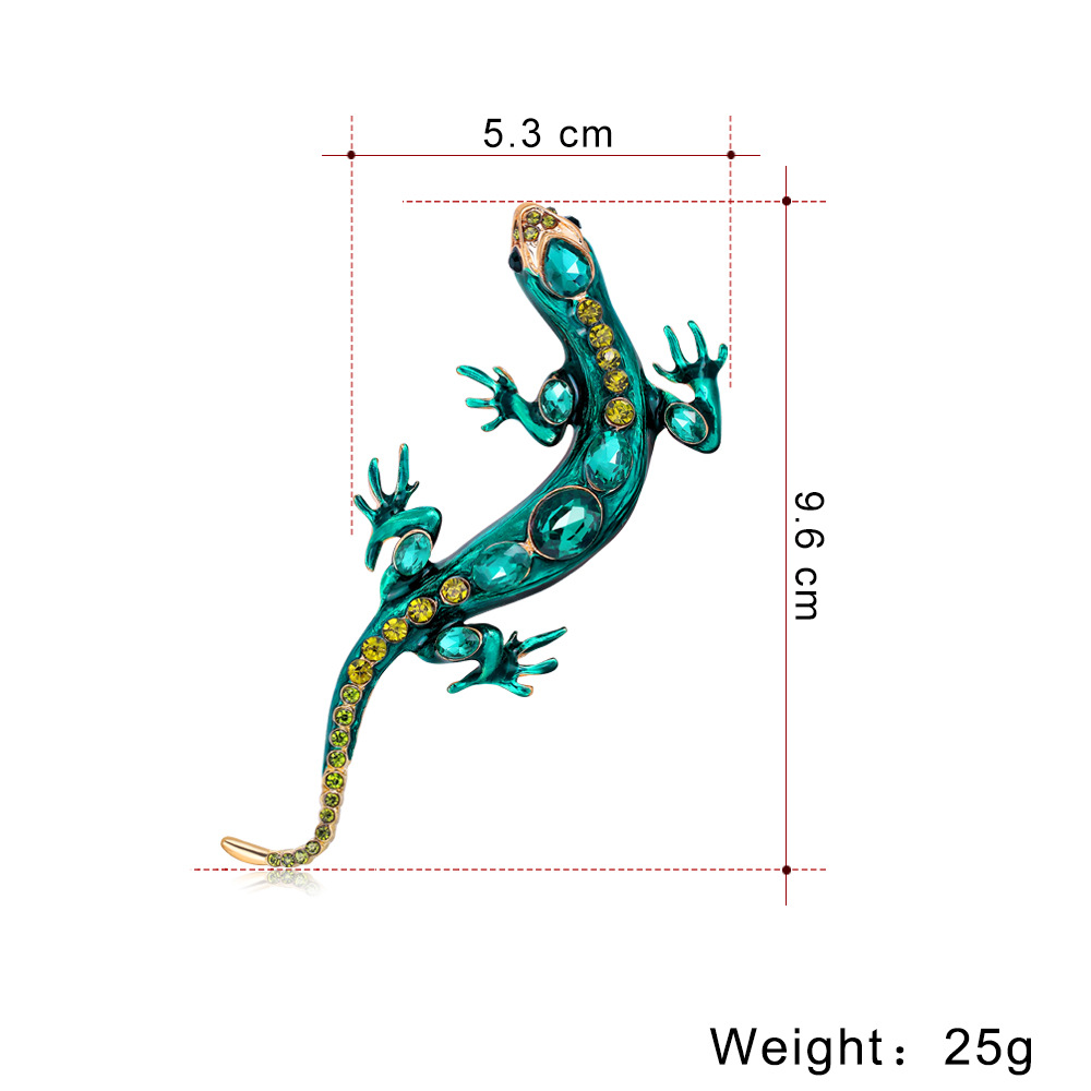 European and American New Retro Personalized Brooch Alloy Diamond-Embedded Lizard Gecko Brooch Four-Claw Snake Diamond-Embedded Corsage Pin