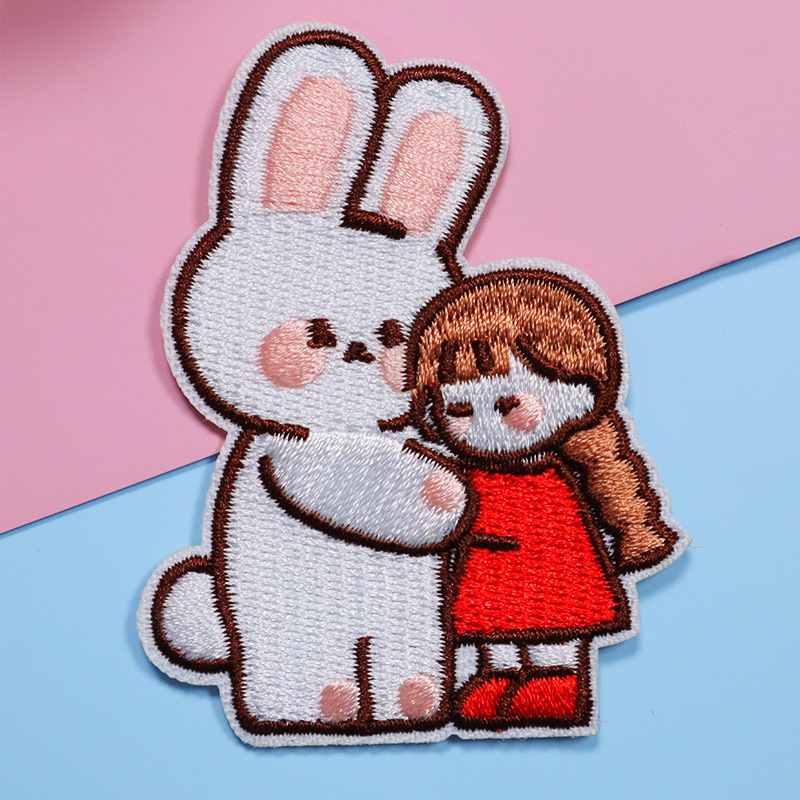 2万个工厂定制卡通刺绣布贴 可爱兔子布贴绣花章 服饰辅料贴布绣补丁