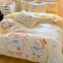 可爱纯棉四件套全棉床上用品卡通儿童女孩床单被套学生宿舍三件套