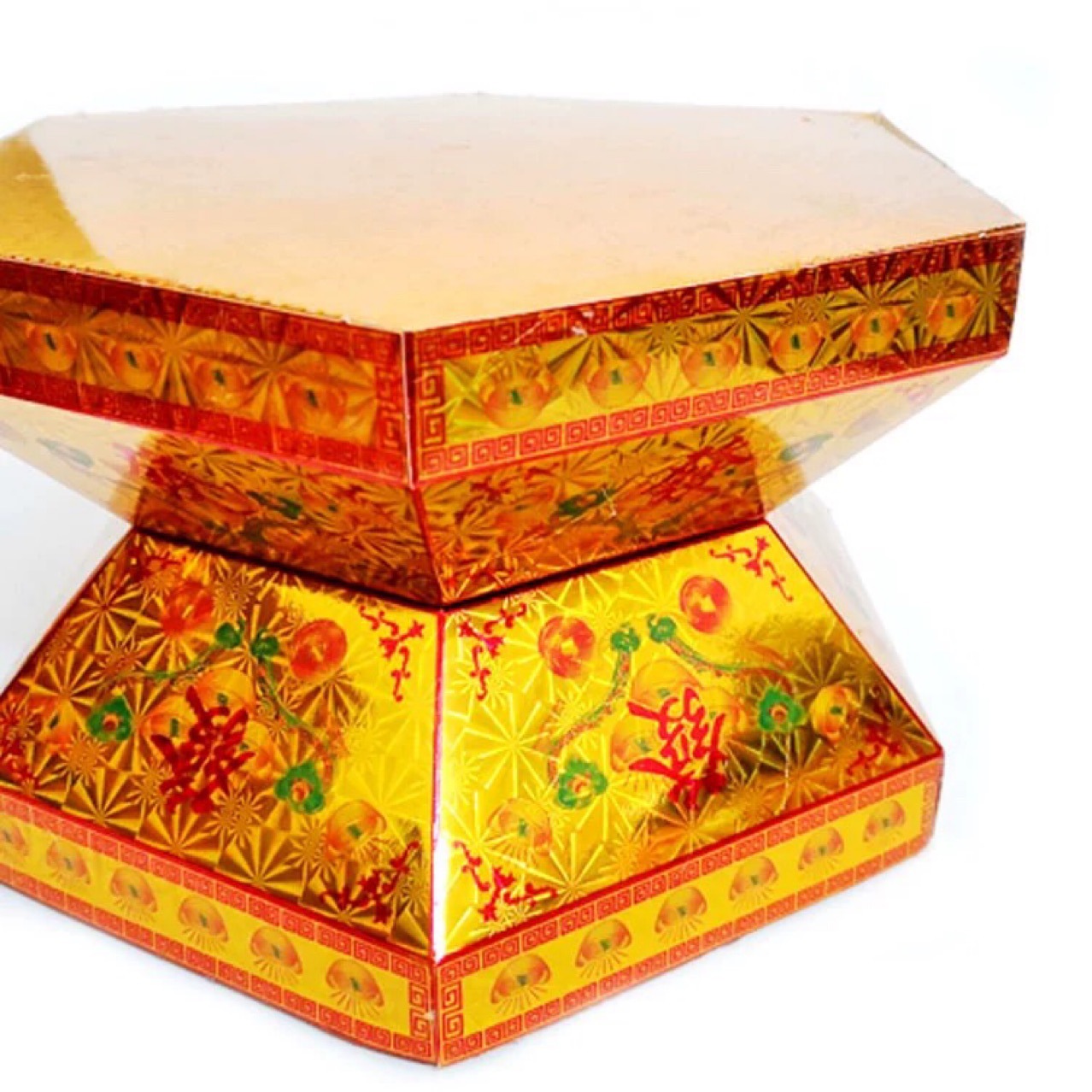 潮汕中秋拜神纸折塔六角纸盒茶塔水果塔底座糖果塔脚花篮折塔工艺