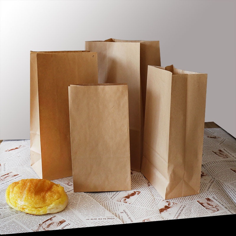 牛皮纸袋食品包装袋一次性防油冰箱收纳汉堡面包外卖打包袋子批发