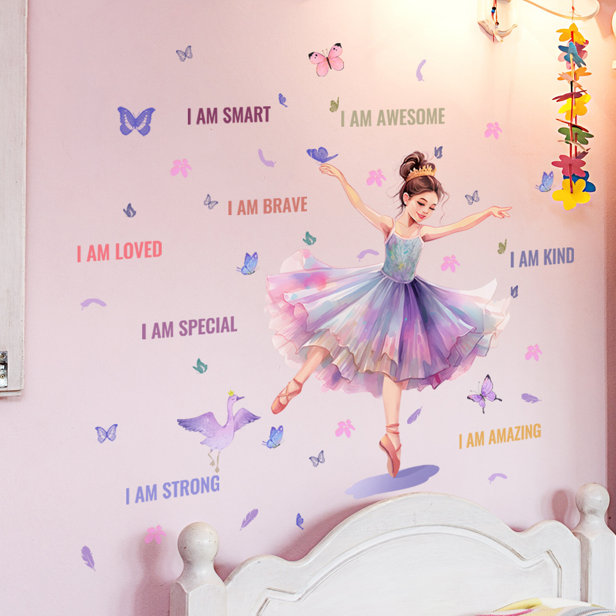 ms7109卡通女孩英文舞蹈墙贴纸客厅卧室儿童房装饰墙贴纸-阿里巴巴