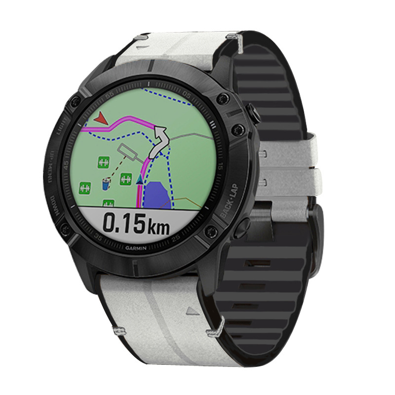 适用佳明garmin fenix5x 5 plus 945 6 6x pro 硅胶贴皮真皮表带