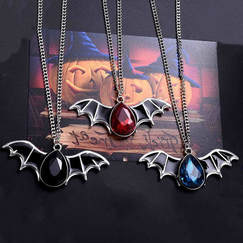 跨境欧美新款万圣节朋克风暗黑吸血鬼蝙蝠翅膀项链哥特礼物首饰