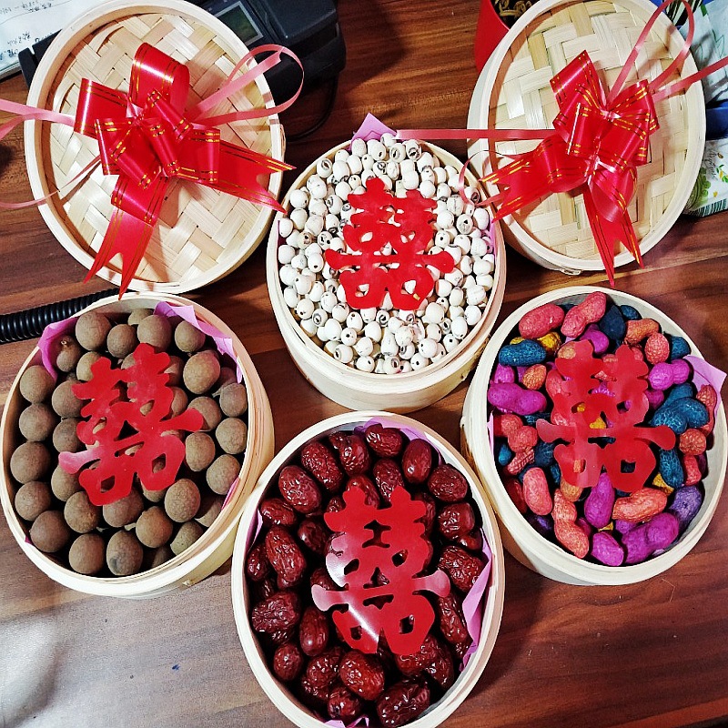结婚庆早生贵子干果喜庆红枣桂圆莲子新居满月长生果染色多彩花生