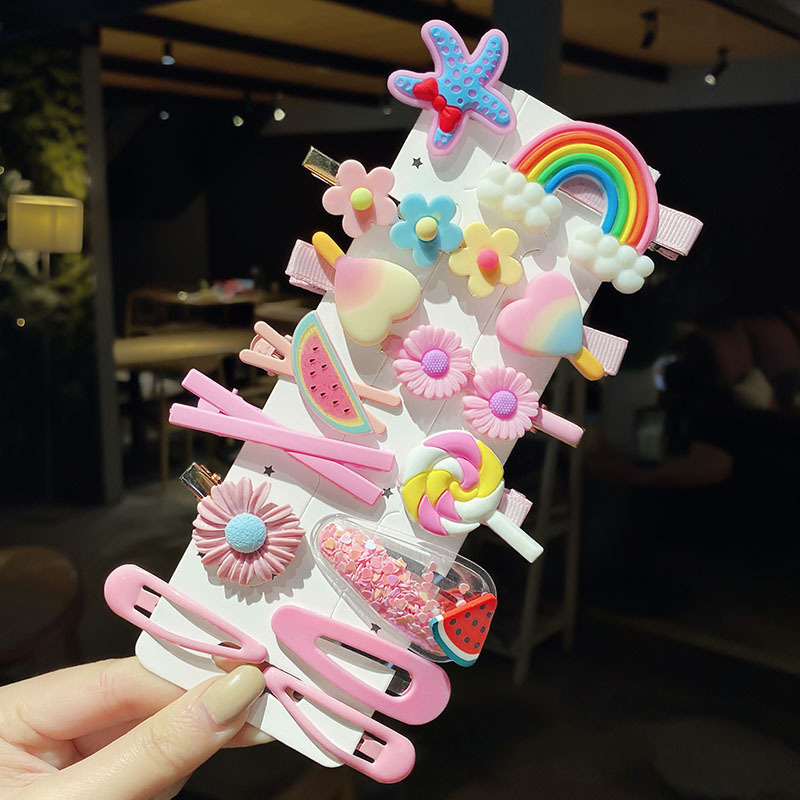 Children's Cartoon Barrettes Side Gap Former Multi-Color Red Hairpin Cute Princess Candy Color Hair Accessories Baby Clip Headdress