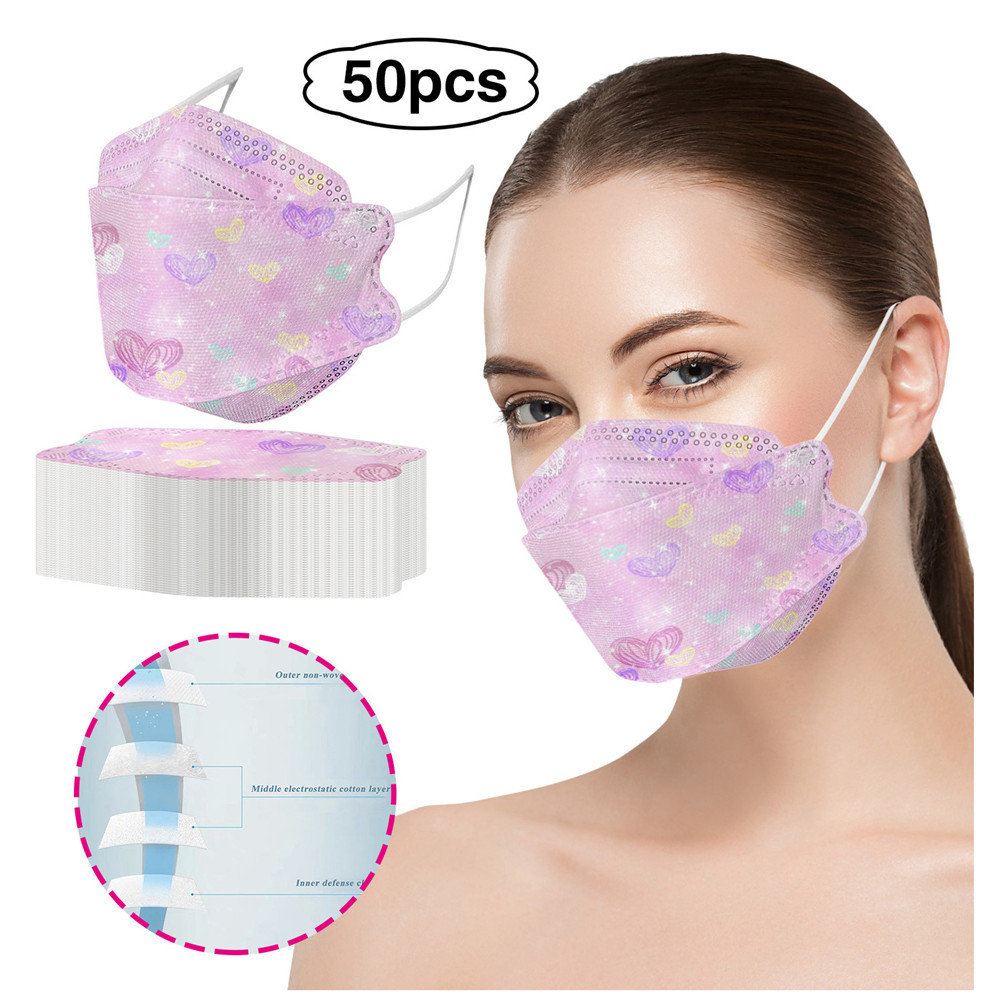 现货供应 韩国kf94鱼型时尚防护口罩 柳叶型鱼嘴扎软系列印花口罩