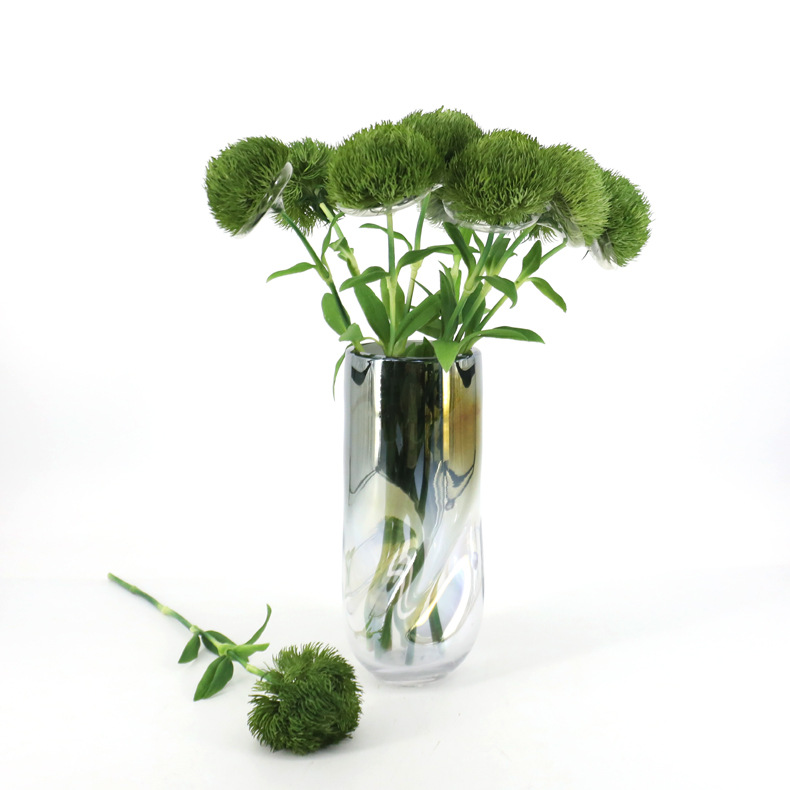 装饰花可爱抽象绿石竹绒毛球仿真花假花艺术插花婚纱摄影道具批发