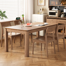 实木餐桌北欧小户型家用长方形岛台餐台现代简约白蜡木原木工作台