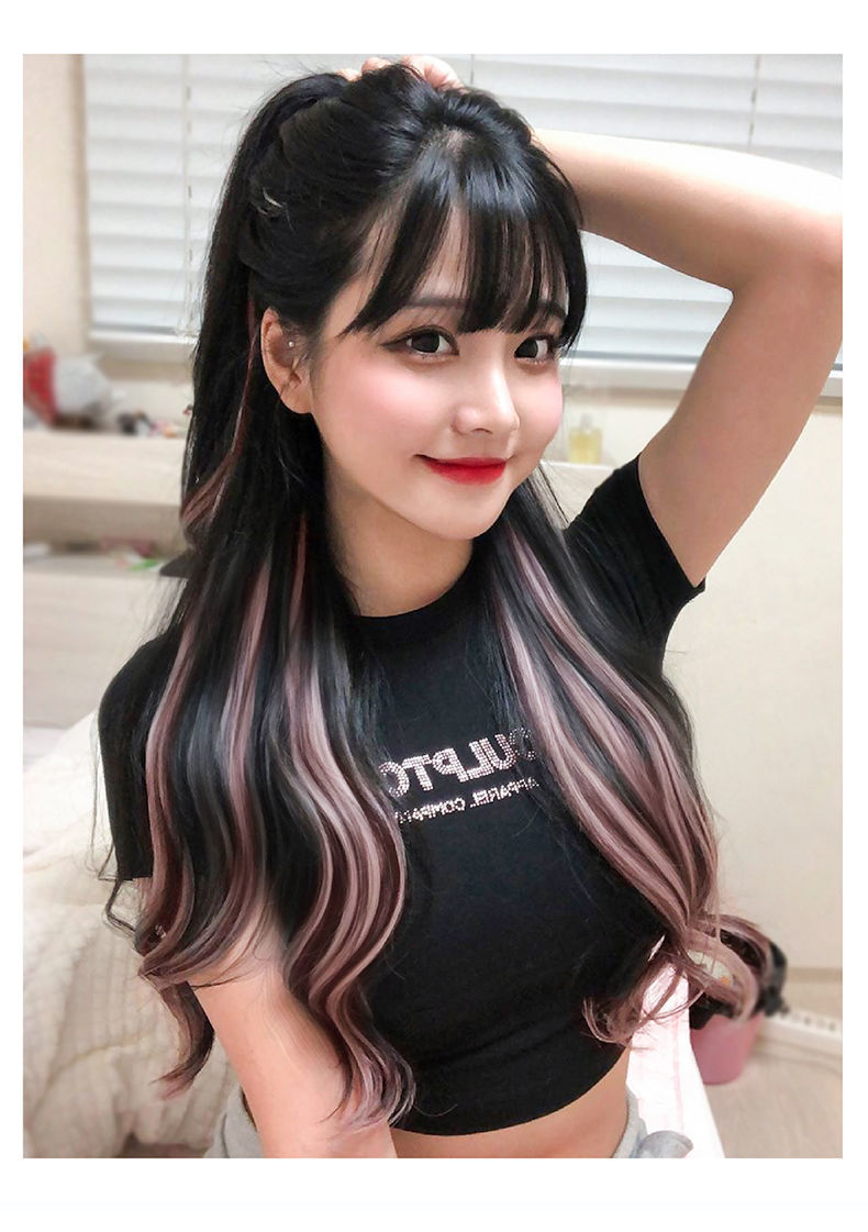 彩色发片假发片挑染假发片挑染彩色片无痕接发仿真发女士假发条束