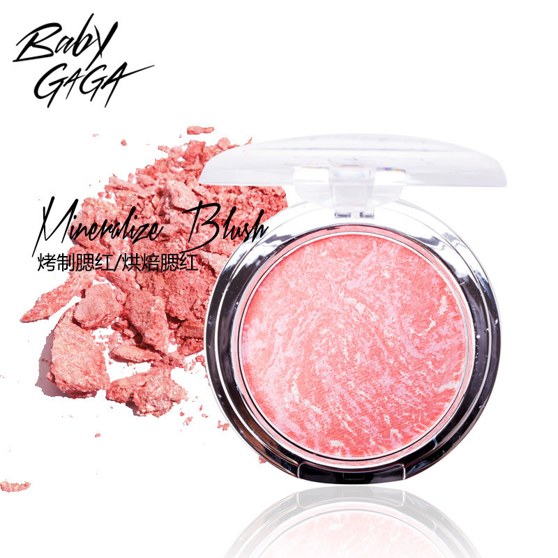 [B51] Baby Gaga Soft Yarn Face Shaping Baking Blush Rouge Baked Powder Pink Smooth Delicate Brightening Skin Color