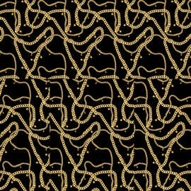 金色链条头像图案 欧美品牌数码印花裙子绉花缎柔软垂感服装布料