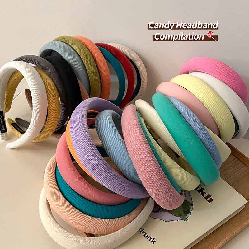 Face Wash Hair Bands High-Grade Wide-Brimmed Sponge Headband Korean Simple Temperamental Headband High Skull Top Hairband Wholesale Headdress