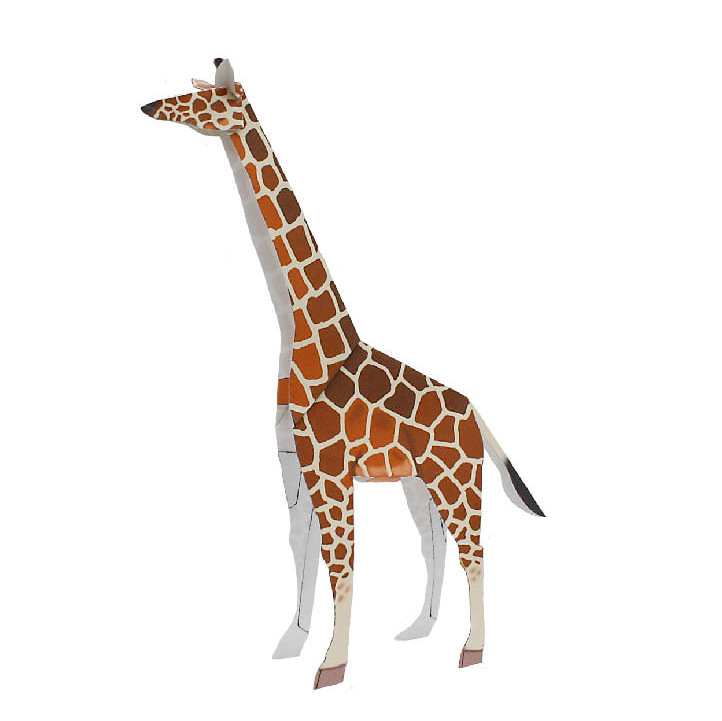 熊猫长颈鹿动物 纸模型 3d手工diy 学生剪纸折纸 学生活动 亲子