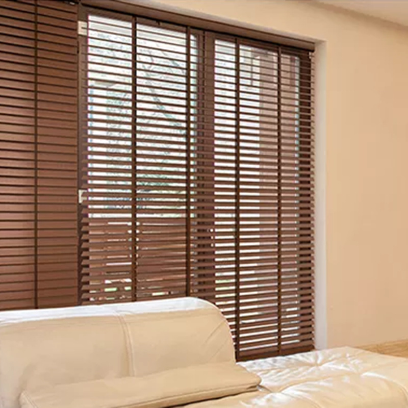 民宿酒店遮光木质百叶窗帘 古风定制木百叶 手动升降木百叶窗帘