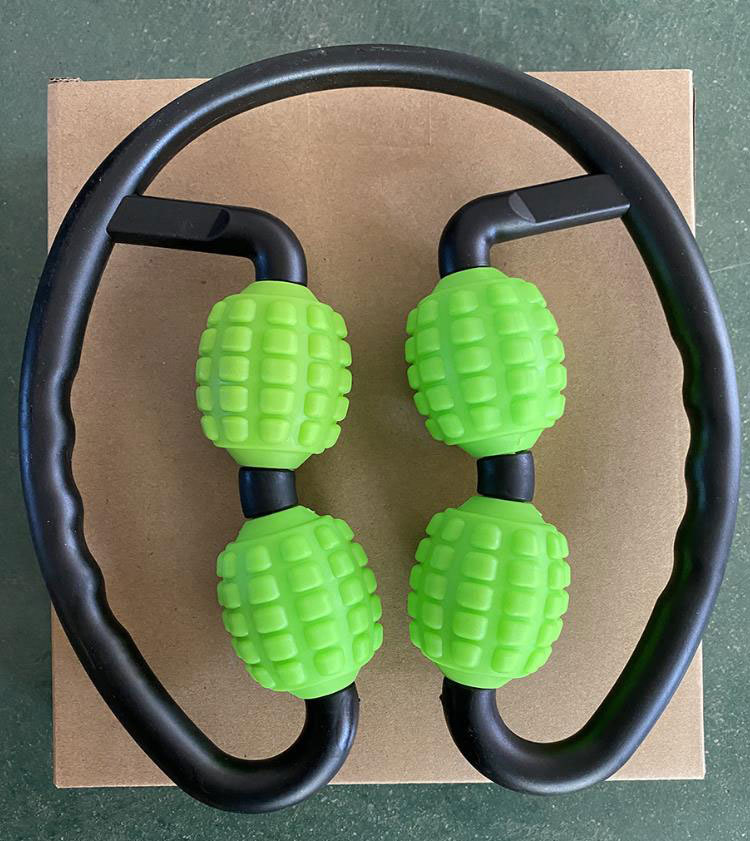 环形夹腿器肌肉按摩滚四轮轮夹小腿按摩器肌肉放松瘦腿器瑜伽滚轮