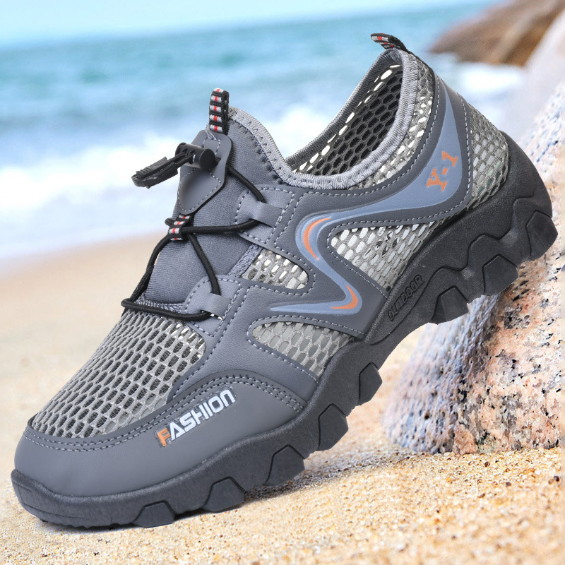 [Factory Wholesale] Summer New Hiking Shoes Wading Shoes Lightweight Breathable Outdoor Leisure Sneaker Men's Mesh Shoes