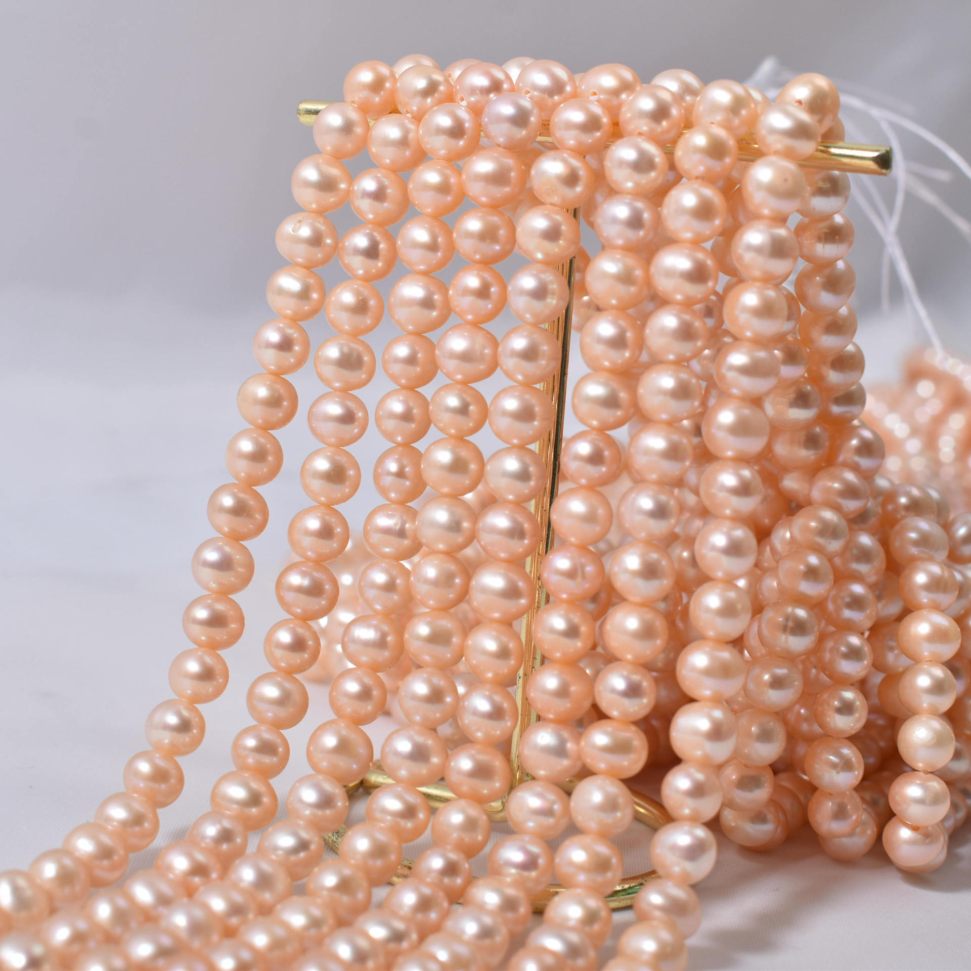 天然淡水粉色珍珠冲头土豆条珠半成品散珠项链手链手工diy材料