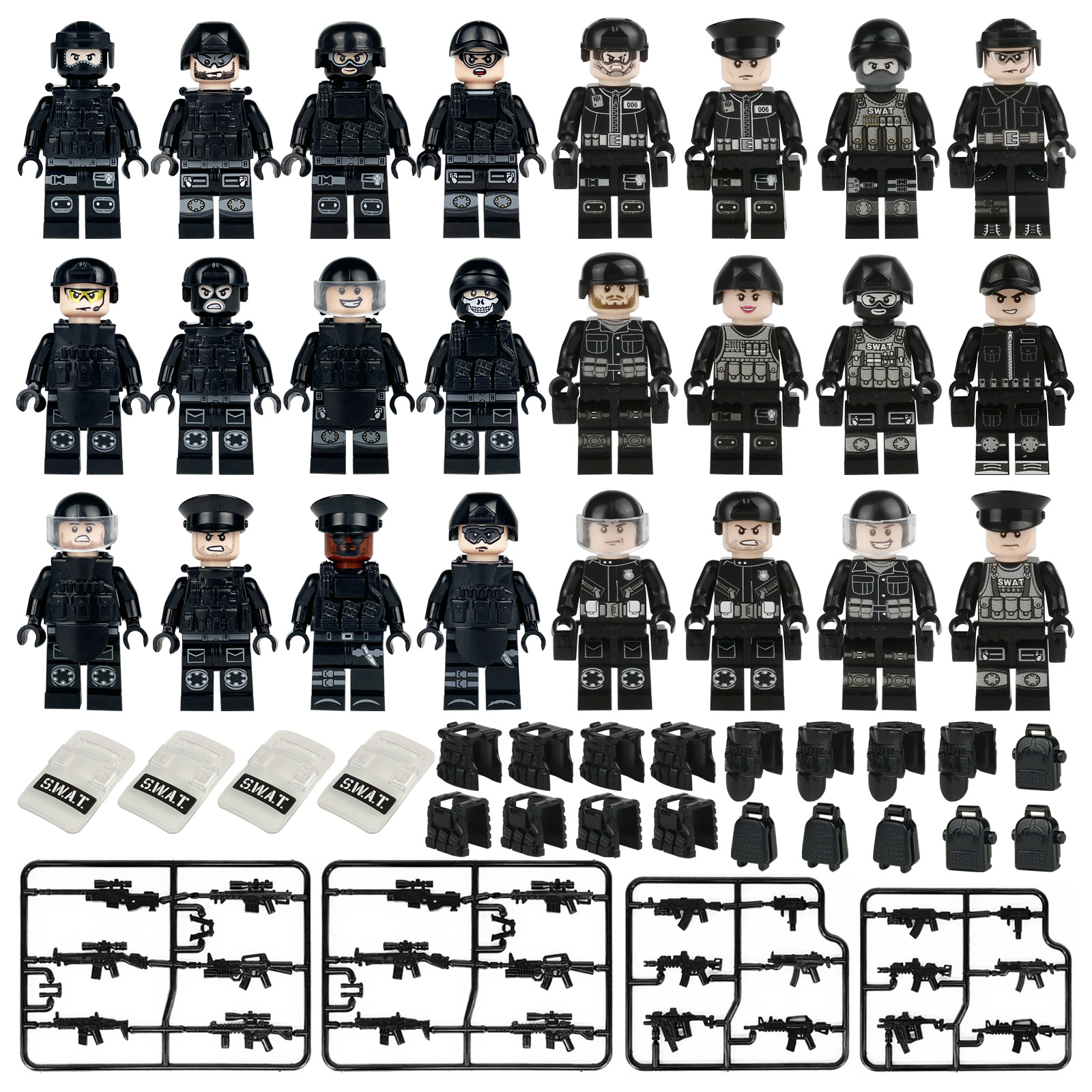 240款特警套餐特种部队武器公仔人仔枪狗吉利服积木玩具小颗粒军