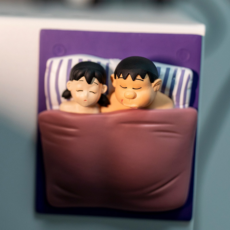 q版胖虎静香睡觉场景创意二次元机箱手办模型潮玩公仔毁童年系列