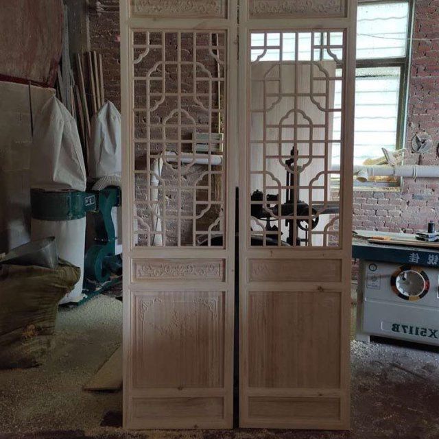 东阳木雕实木花格镂空中式仿古门窗玄关隔断屏风电视背景墙木格栅