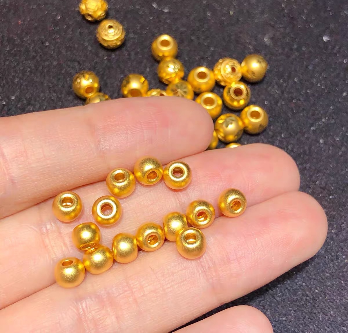 黄金999金珠光面 古法转运珠手工配件 足金隔珠手链项链散珠