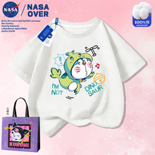 NASA联名卡通恐龙叮当纯棉短袖中大童夏季可爱哆啦A梦印花休闲装