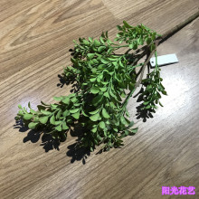 跨境仿真黄杨树叶盆栽树叉小乔木软装绿植插花配饰植物墙配叶插花