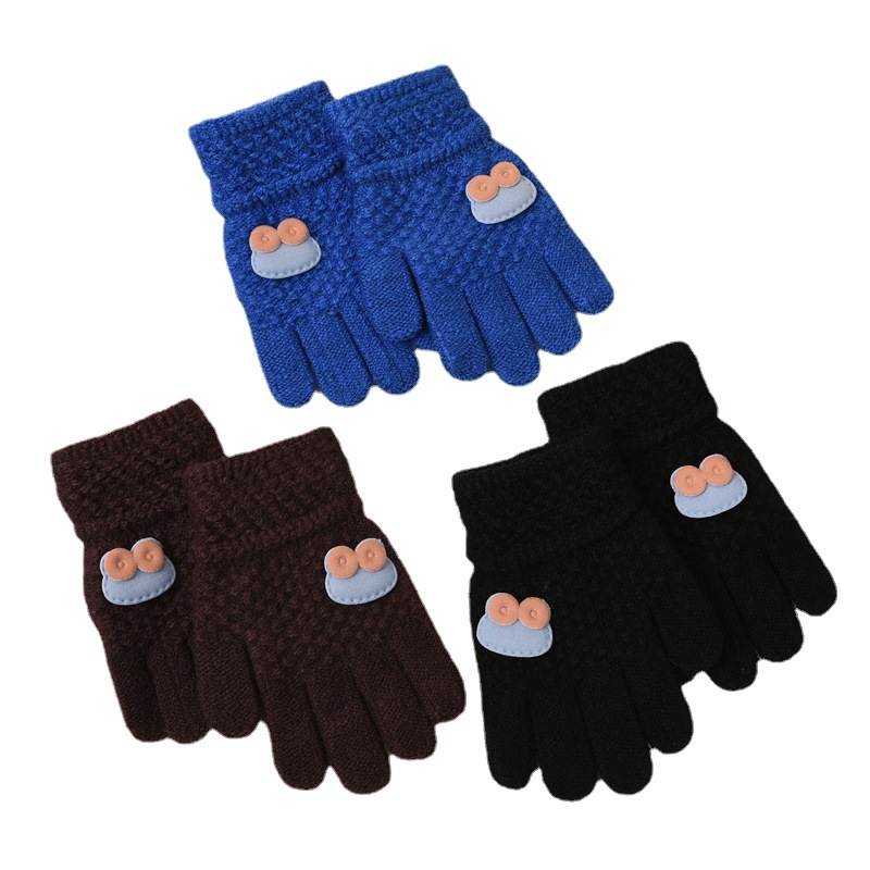 3-12岁男童女童儿童手套秋冬天季保暖加绒加厚全指可爱卡通手套