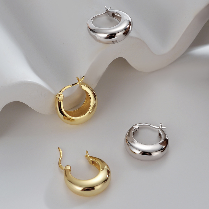 Korean Fashion Earrings Ins Niche Temperament Simple High-Grade Geometric round Ring Earrings Women's All-Match Student Earrings