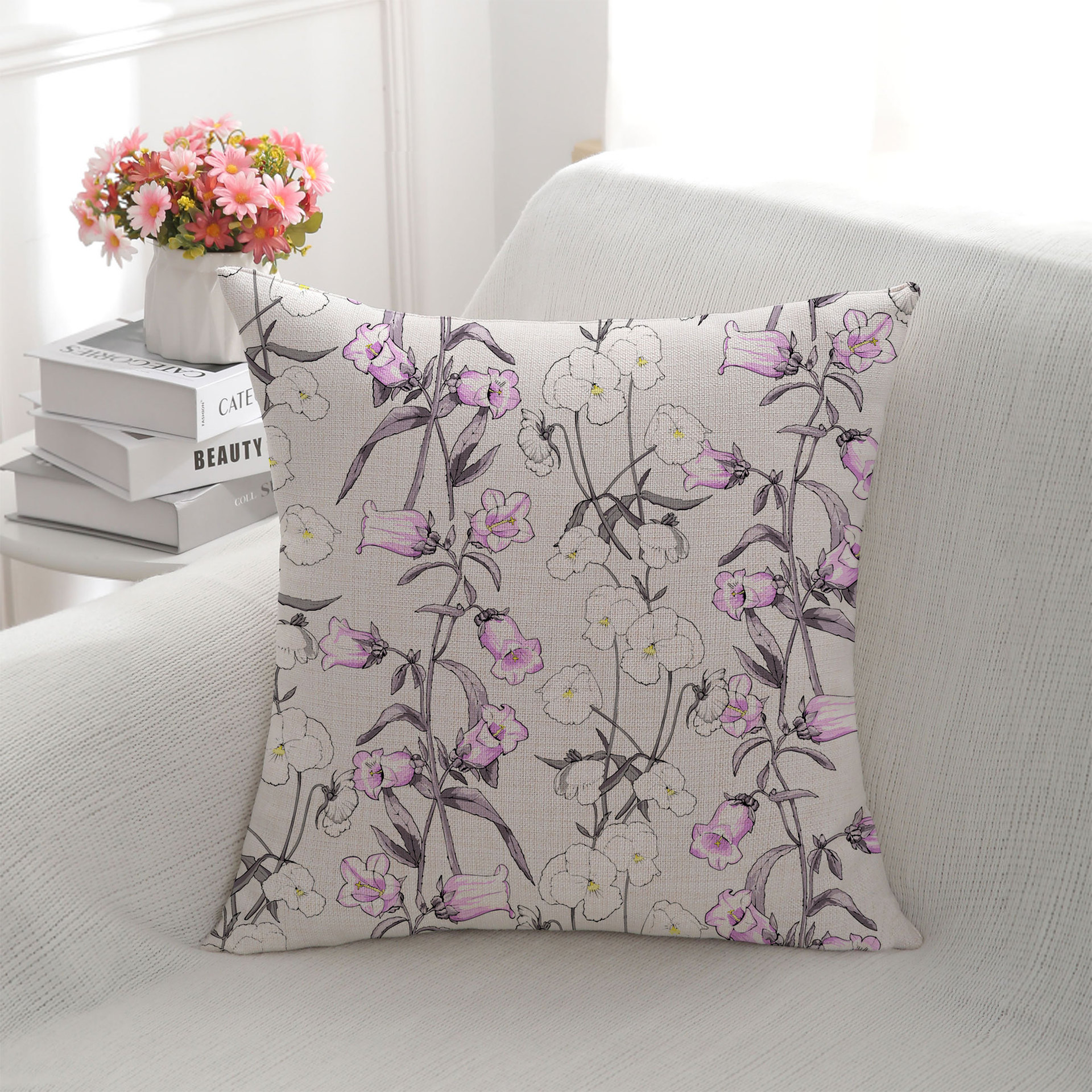 In Stock Wholesale Idyllic Minimalist Digital Printed Pillowcase Small Floral Bed & Breakfast Living Room Bay Window Pillow