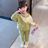 children motion suit Autumn new pattern Western style lovely Female baby Thin section Long sleeve Hooded Sweater Two piece set