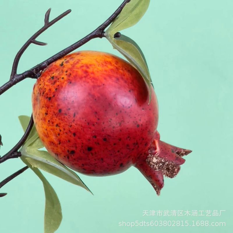 Artificial Persimmon 2 Heads Pomegranate Artificial Flower Fruit and Vegetable Lunar New Year Flower DIY New Year Blessing Bucket Flower Arrangement Material Factory Wholesale