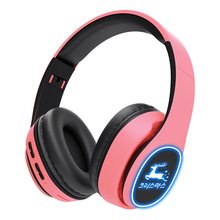 新款韩系马卡龙无线发光头戴式蓝牙耳机5.0 插卡音乐运动游戏厂家