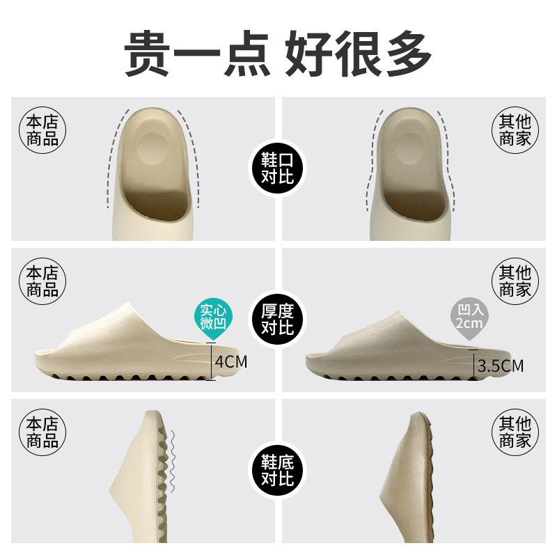 Men's Summer Outdoor Wear Thick-Soled Shit Internet Celebrity Coconut Slippers Slide Trendy Beach Outdoor Wear Yeezy Slippers